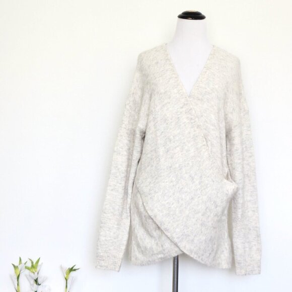 NEW! Babaton The Group Bandini Cross Over Faux Wrap Sweater Alpaca Wool Blend M - Picture 8 of 14